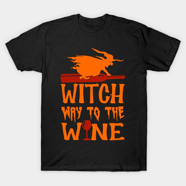 Halloween Which way to the wine? T-Shirt by Lin-Eve